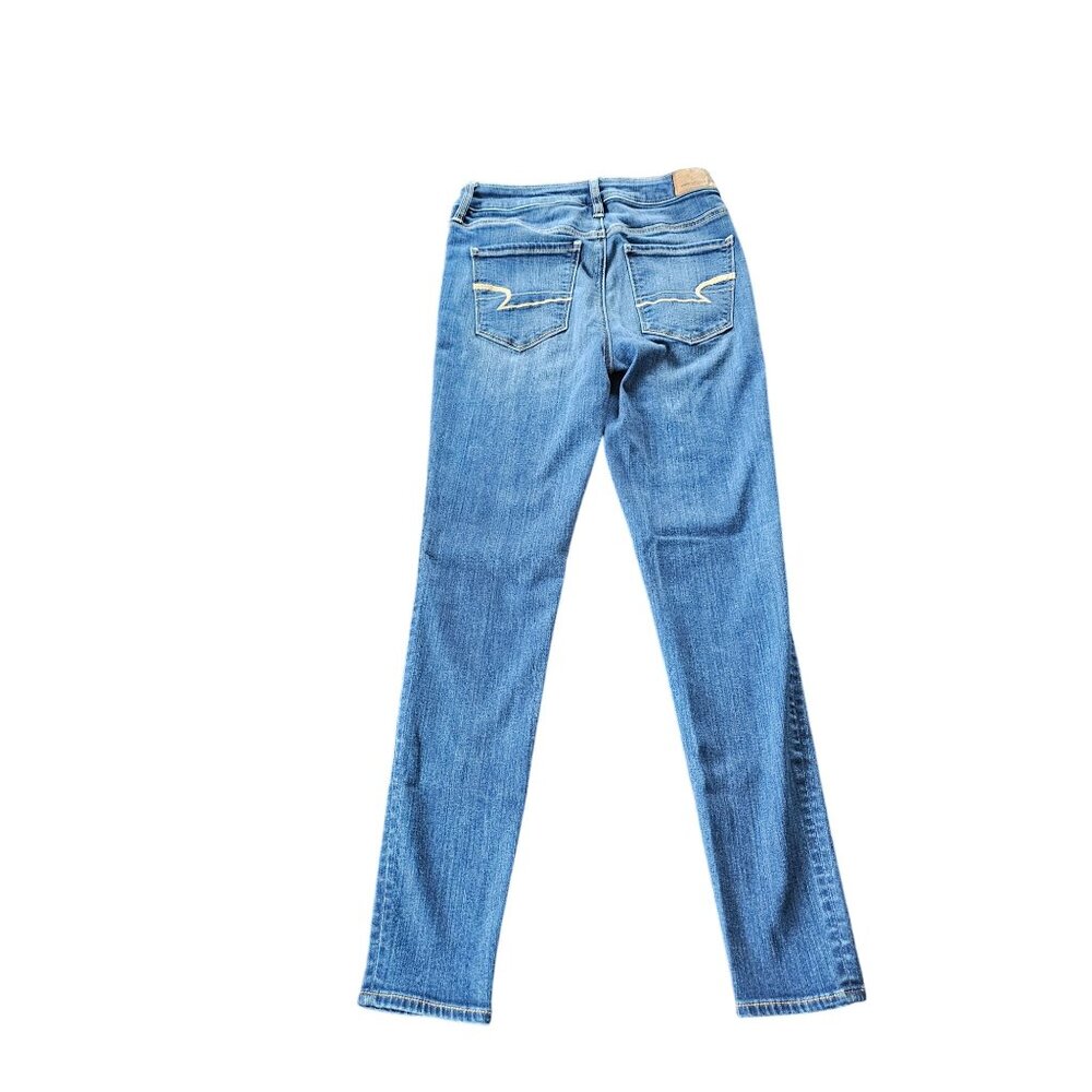 American Eagle Women's Super Hi Rise Jegging jeans medium blue size 4R - Picture 2 of 7